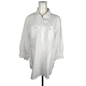 Tommy Bahama Relax White Linen Medium Tunic Shirt‎ Coastal Casual Resortwear
